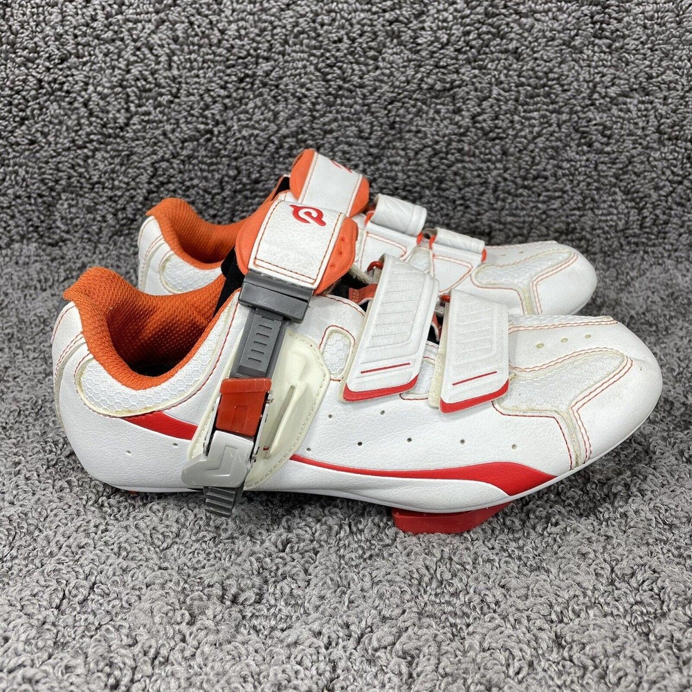 Peloton White Orange Bicycling Shoes Unisex Size 38